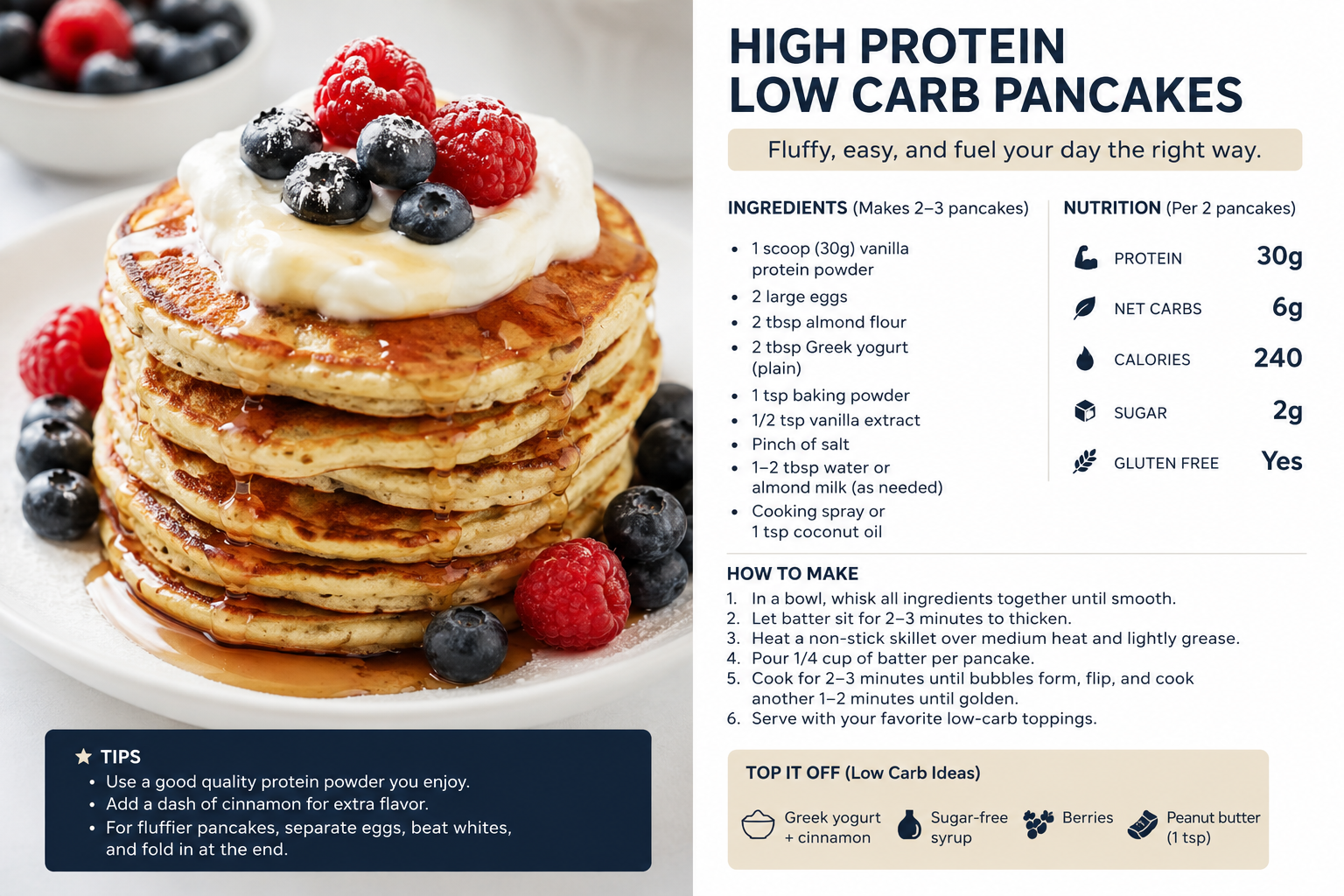 Elara's Recipe of the Week — High Protein Low Carb Pancakes